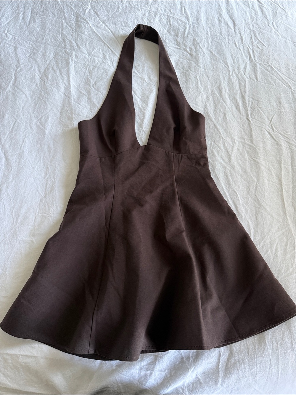 Zara Chocolate Brown Halter Mini Dress